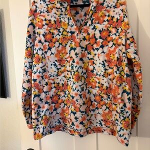 Lands' End Orange Floral Women's Sweatshirt